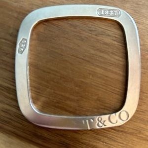 Tiffany & Co. Italy Made .925 Sterling Silver T & CO 1837 Square Bangle Bracelet